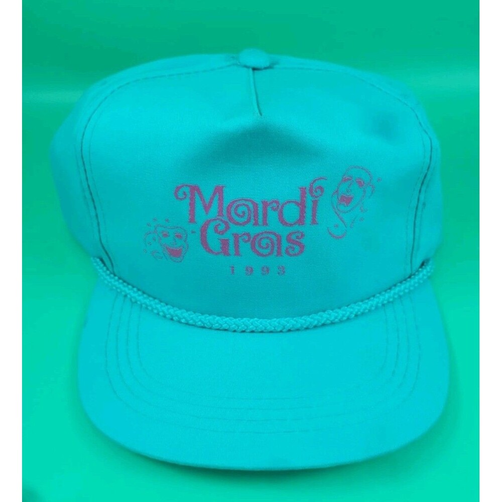 Vintage 1993 Mardi Gras Teal New Orleans Baseball Cap Snapback OSFA Cotton